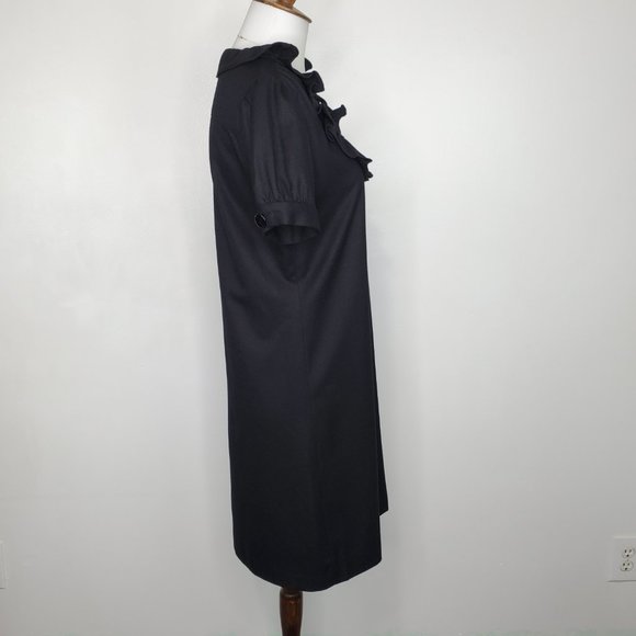J. Crew Black Classic Wool Ruffle Neck Phoebe Dress Size 2 - Picture 5 of 10